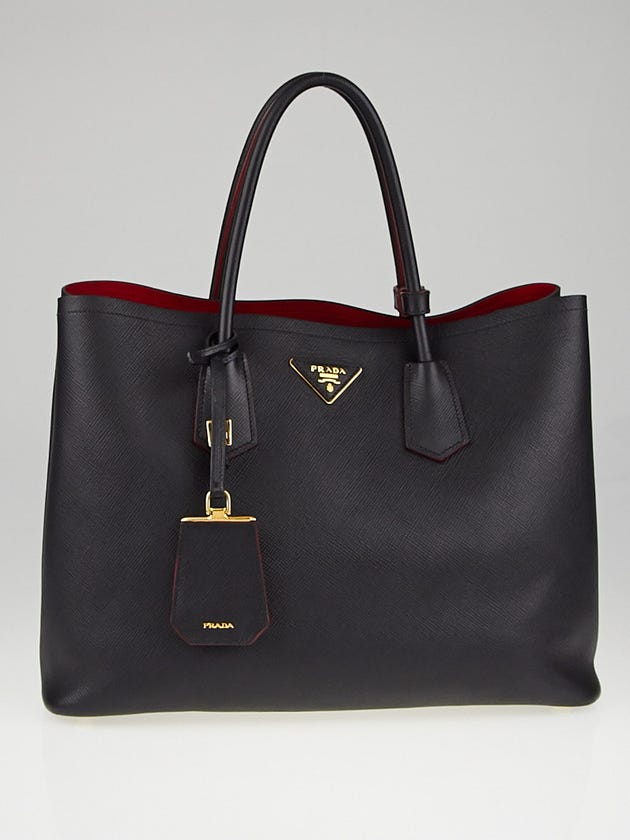 Prada Black Saffiano Leather Double Handle Tote Bag BN2756