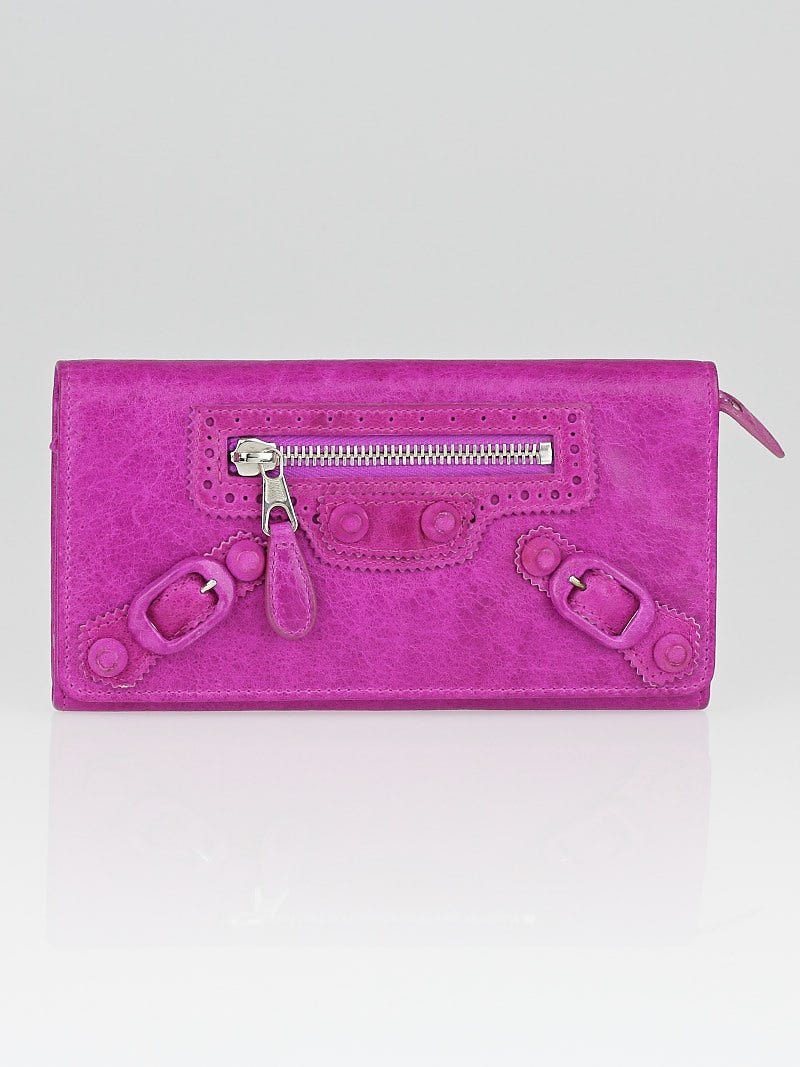 Balenciaga Amethyst Lambskin Leather Giant Brogues Covered Money Wallet