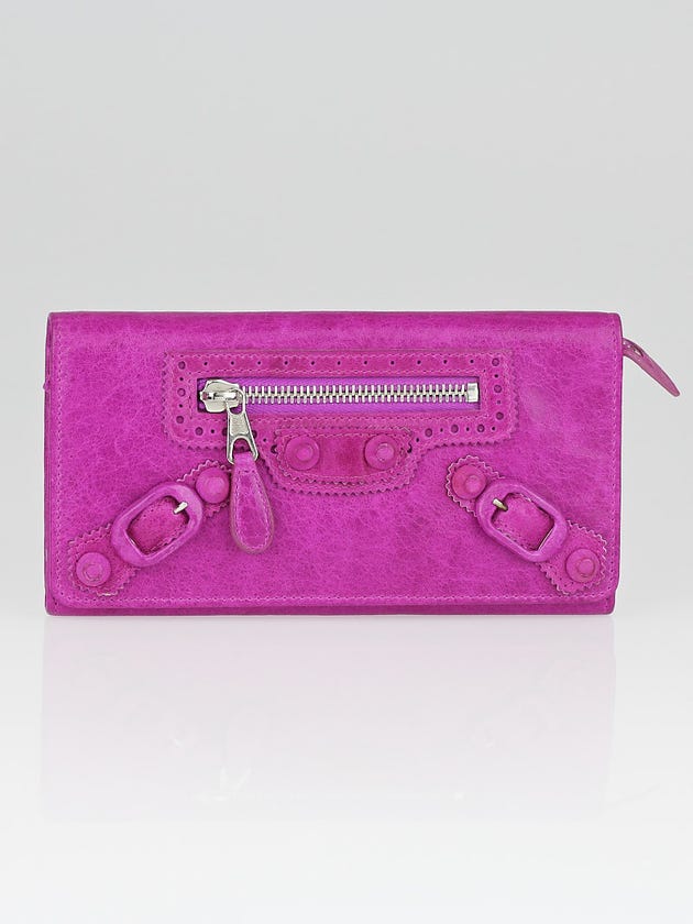 Balenciaga Amethyst Lambskin Leather Giant Brogues Covered Money Wallet