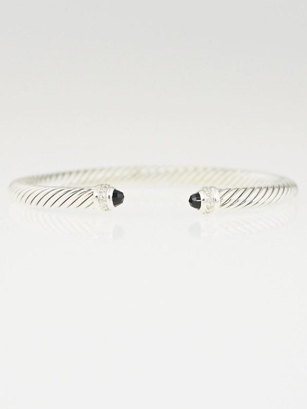 David Yurman 5mm Sterling Silver and Black Onyx with Diamonds Cable Classics Bracelet