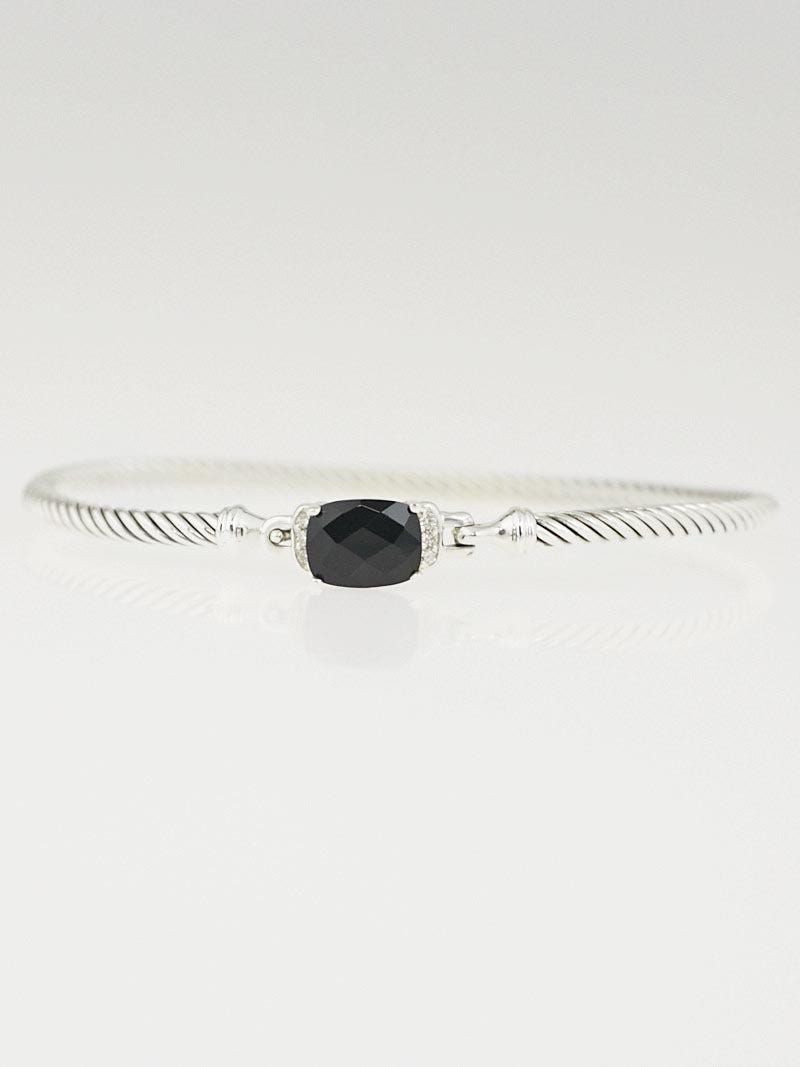 David Yurman Sterling Silver Black Onyx and Diamond Petite Wheaton Bracelet