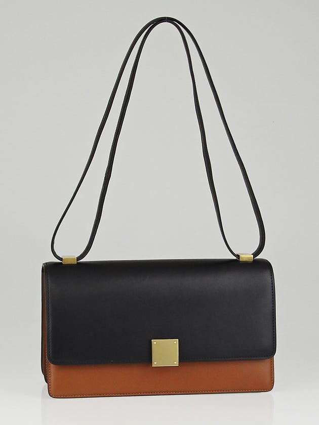 Celine Camel Bicolor Calfskin Leather Medium Case Bag