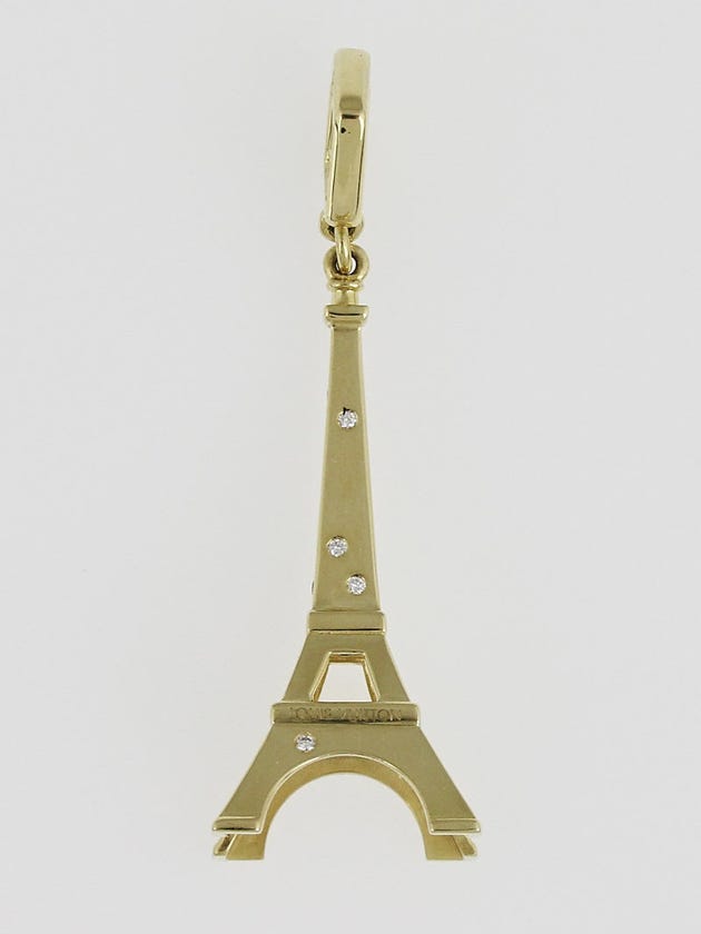 Louis Vuitton 18k Yellow Gold Diamonds Eiffel Tower Charm Pendant