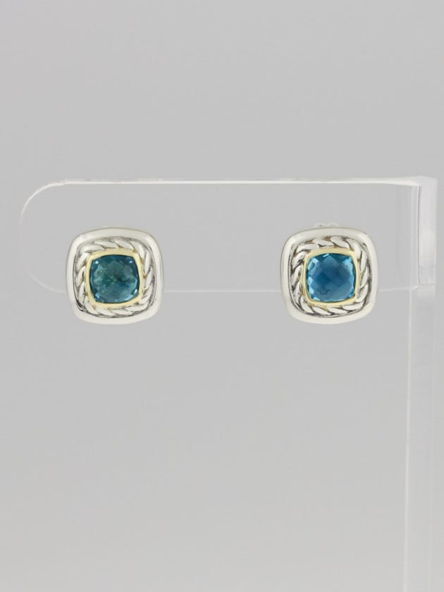 David Yurman 5mm Blue Topaz Cable Classics Stud Earrings