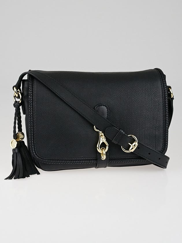 Gucci Black Pebbled Leather Marrakech Medium Flap Messenger Bag