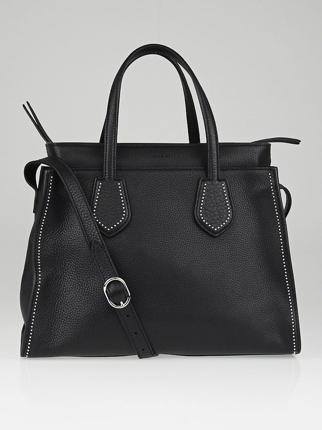 Gucci Black Pebbled Leather Ramble Studded Layered Tote Bag