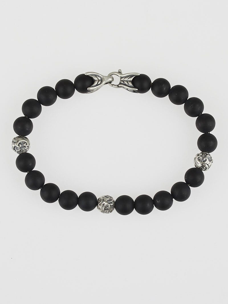 David Yurman 8mm Black Matte Onyx and Waves Spiritual Beads