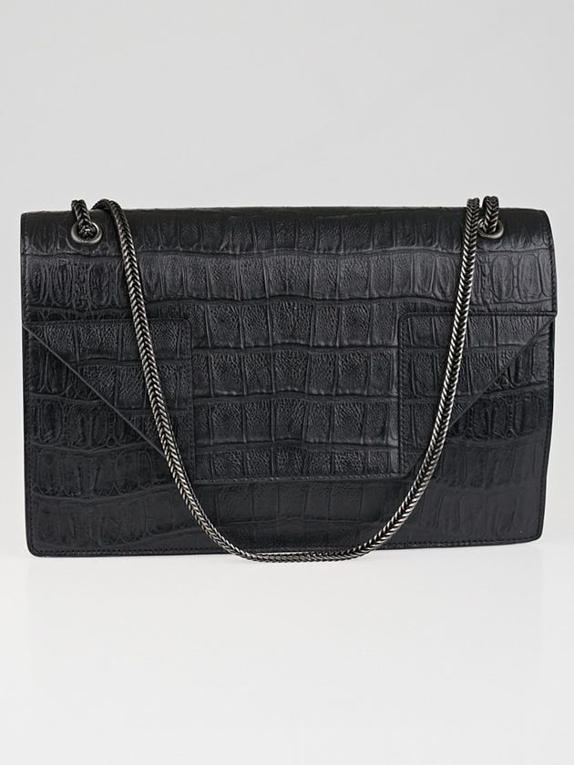 Saint Laurent Black Croc-Embossed Calfskin Leather Betty Bag 