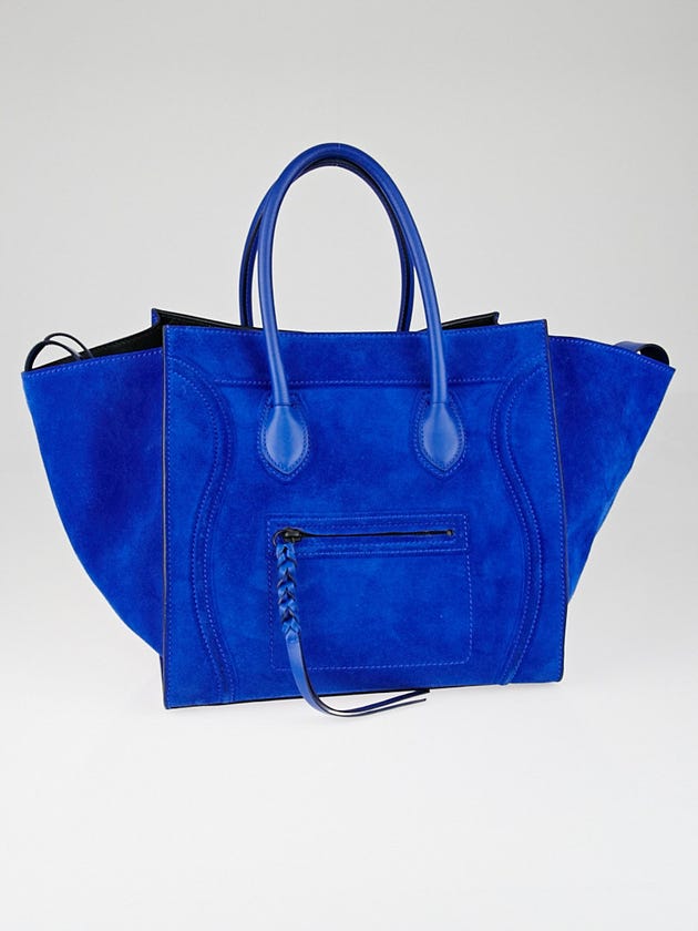 Celine Royal Blue Suede Small Phantom Luggage Tote Bag