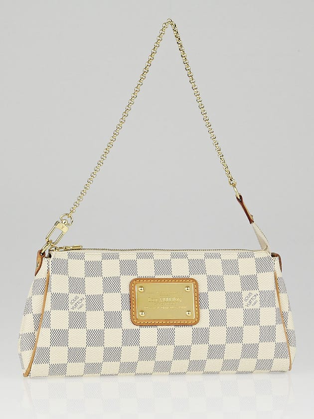Louis Vuitton Damier Azur Canvas Eva Clutch Bag w/o Leather Strap 