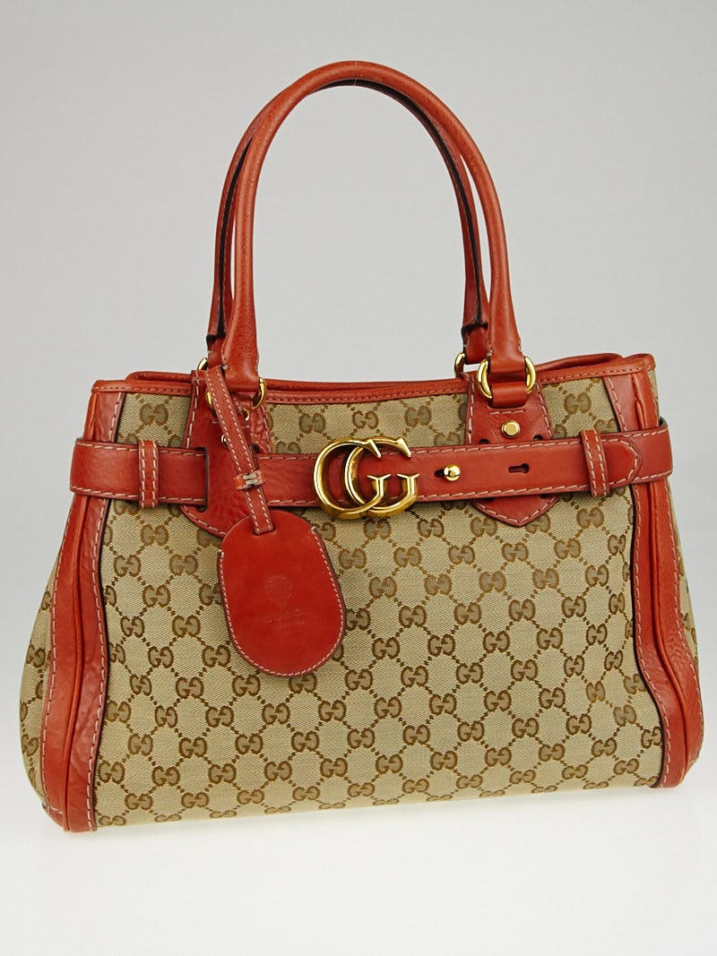 Gucci Beige GG Canvas and Leather Medium Running Tote Gucci