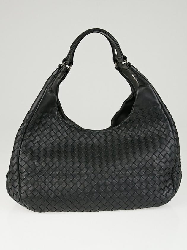 Bottega Veneta Black Intrecciato Woven Nappa Leather Medium Campana Bag 