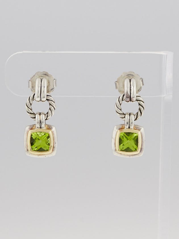 David Yurman Sterling Silver and Peridot Renaissance Drop Earrings
