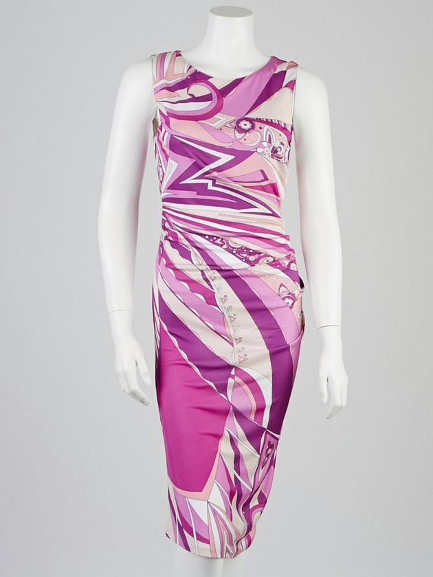 Emilio Pucci Violet Abstract Print Viscose Sleeveless Dress Size 8/42