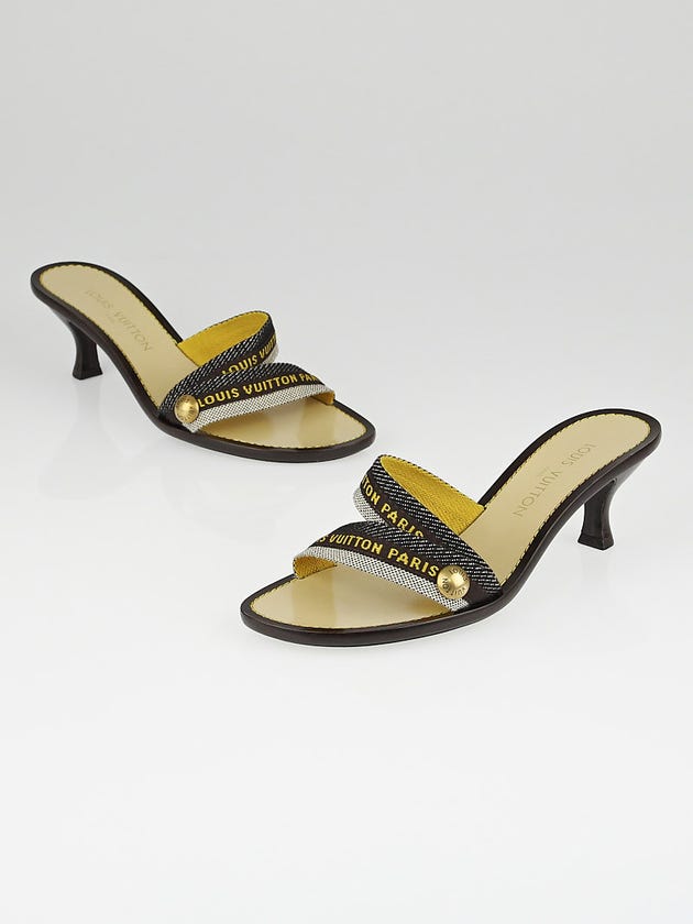 Louis Vuitton Brown Canvas Logo Strap Kitten Heel Sandals Size 8/38.5