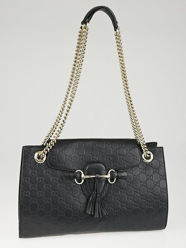 Gucci Black Guccissima Leather Emily Chain Bag