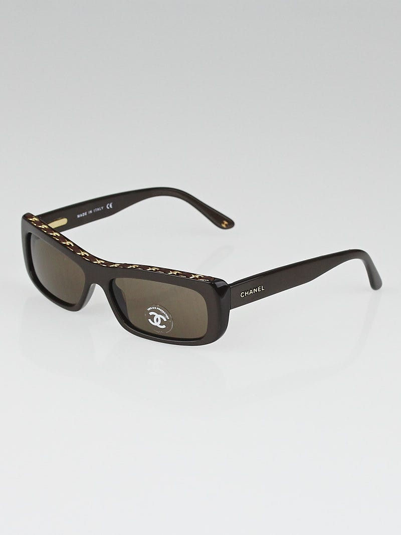 Chanel Brown Acetate Frame Chain Sunglasses- 5130-Q - Yoogi's Closet