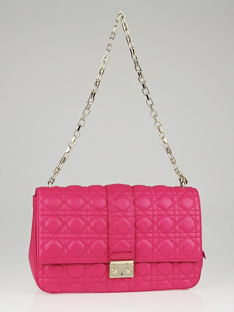 Christian Dior Lambskin Cannage Large Lady Dior Fuchsia