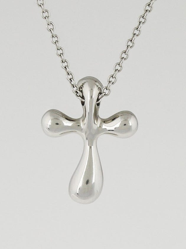 Tiffany & Co. Platinum Elsa Peretti Small Cross Pendant Necklace 