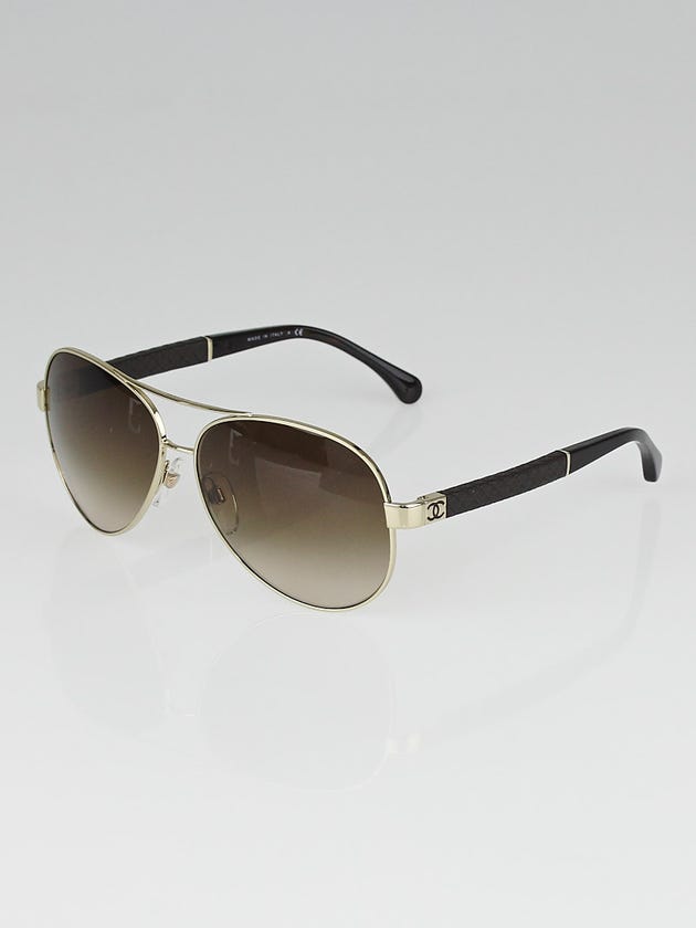 Chanel Gold Metal Frame Rimless Aviator Sunglasses-4195-Q