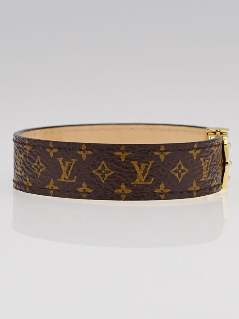 Louis Vuitton Brown Canvas Nano Monogram Bracelet Size 17 Louis Vuitton