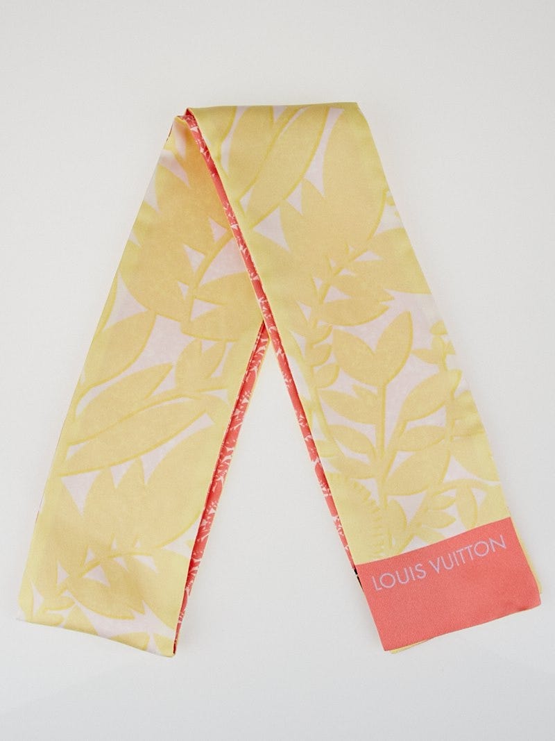 Louis Vuitton Pale Yellow Tropical Flowers Silk Reversible Bandeau