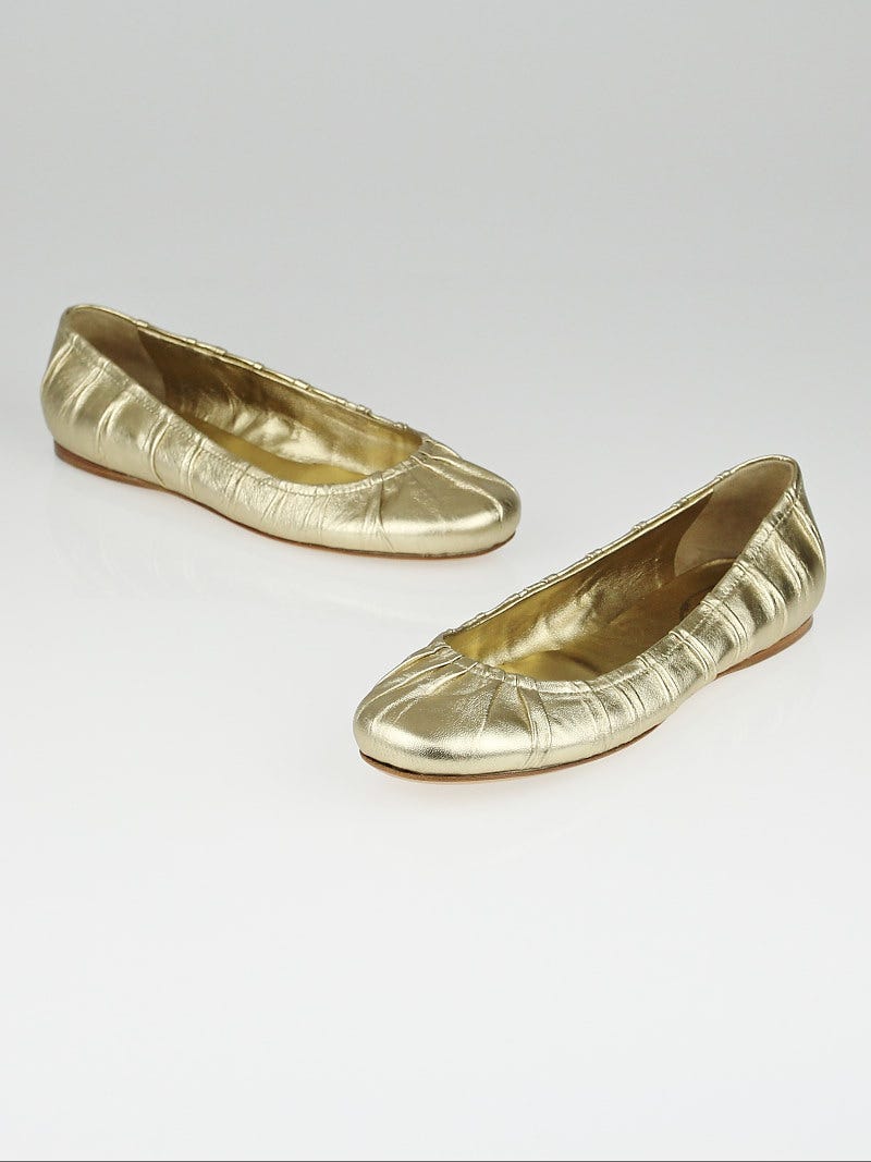 prada gold flats