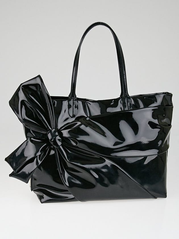 Valentino Black Coated Canvas Betty Bow Tote Bag