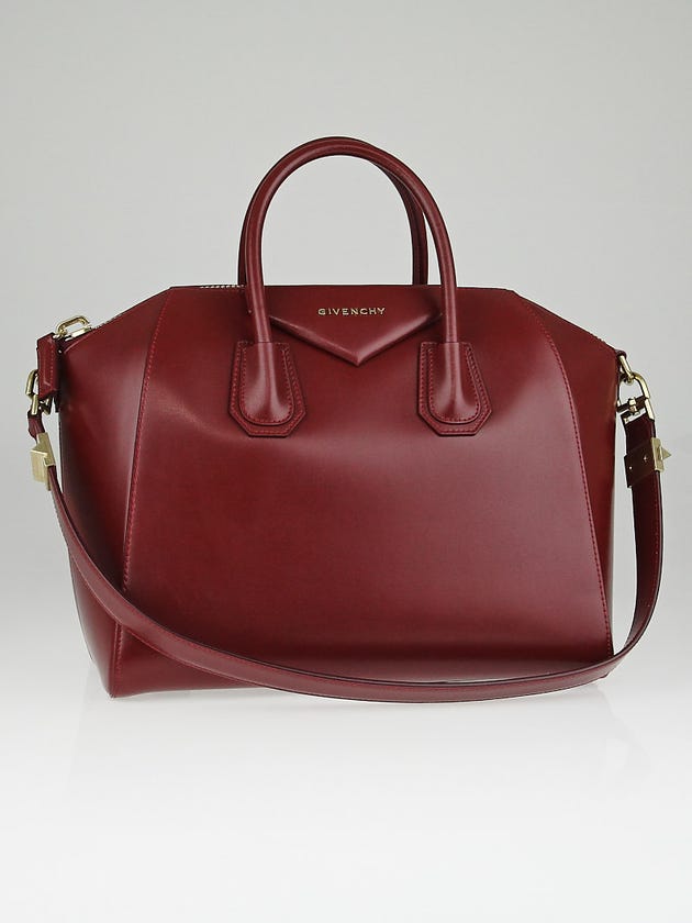 Givenchy Dark Red Box Calf Leather Medium Antigona Bag