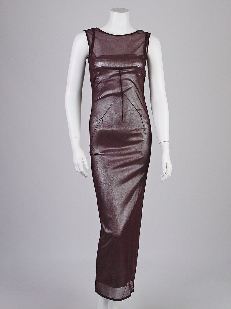 Dolce & Gabbana Burgundy Cotton Blend Sleeveless Sheer Maxi Dress Size 6/40  | Yoogi's Closet