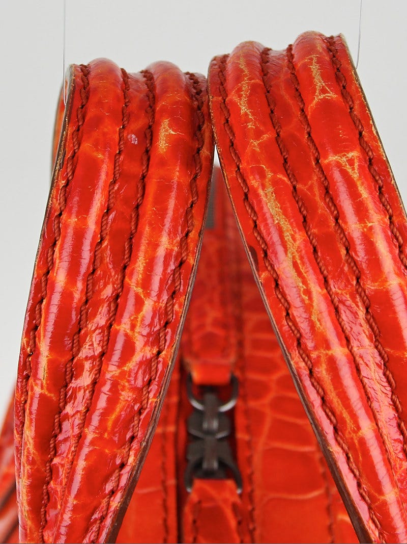 Givenchy Orange Crocodile Stamped Patent Leather Medium