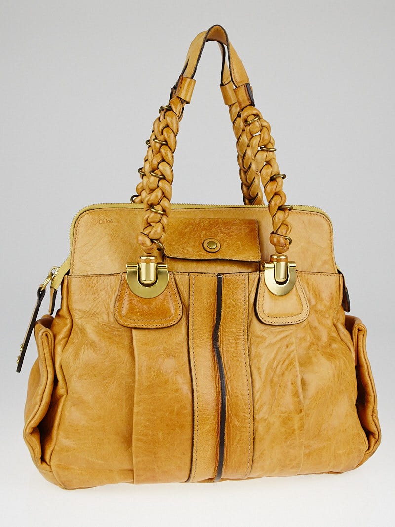 Chloe Tan Calfskin Leather Heloise Large Satchel Bag