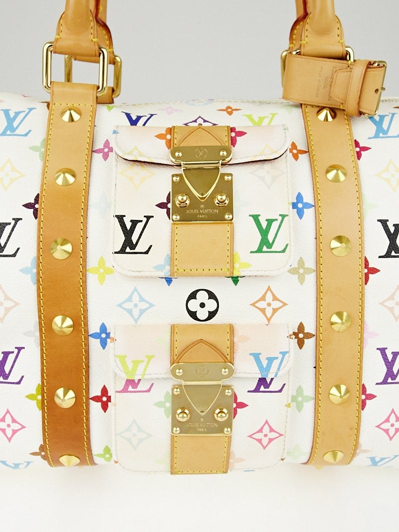 Louis Vuitton, Bags, Louis Vuitton White Monogram Multicolore Speedy 3  Rare