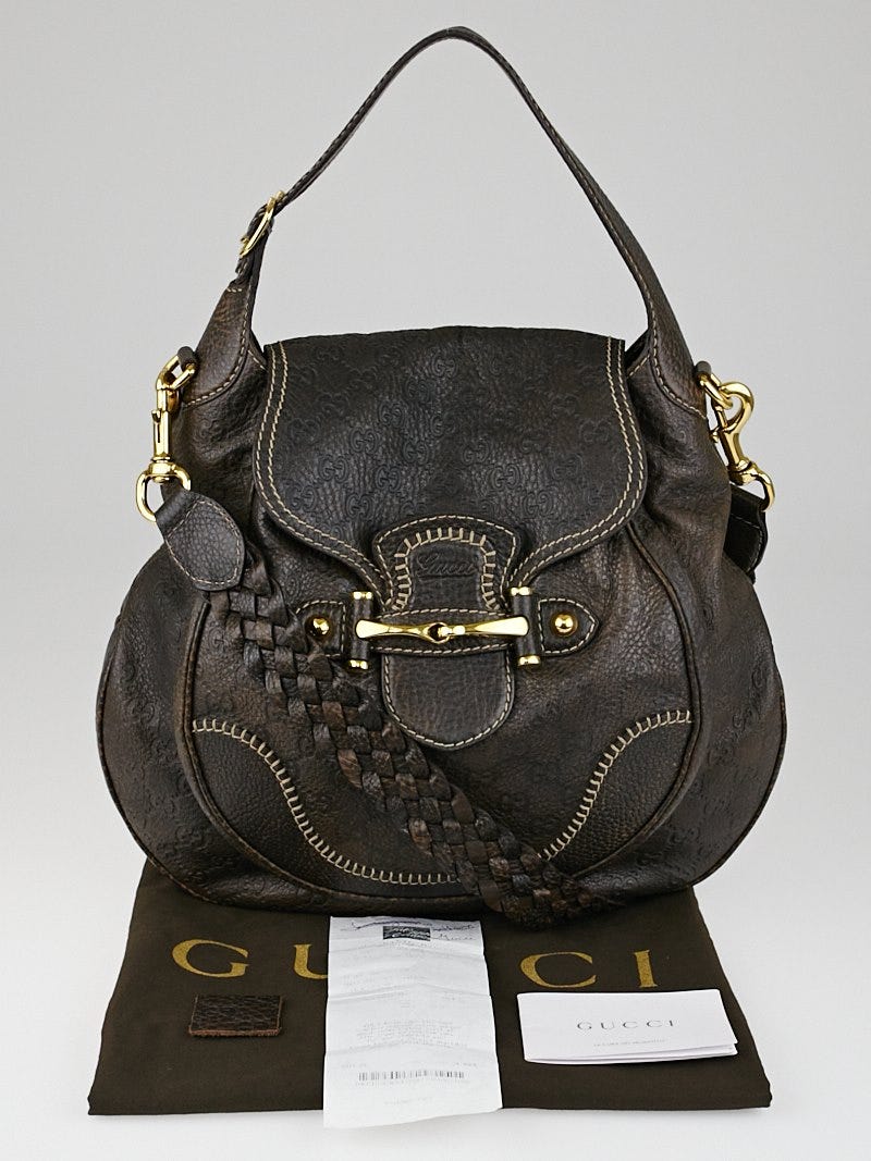 Gucci Dark Brown Guccissima Leather New Pelham Large Shoulder Bag Yoogi s Closet