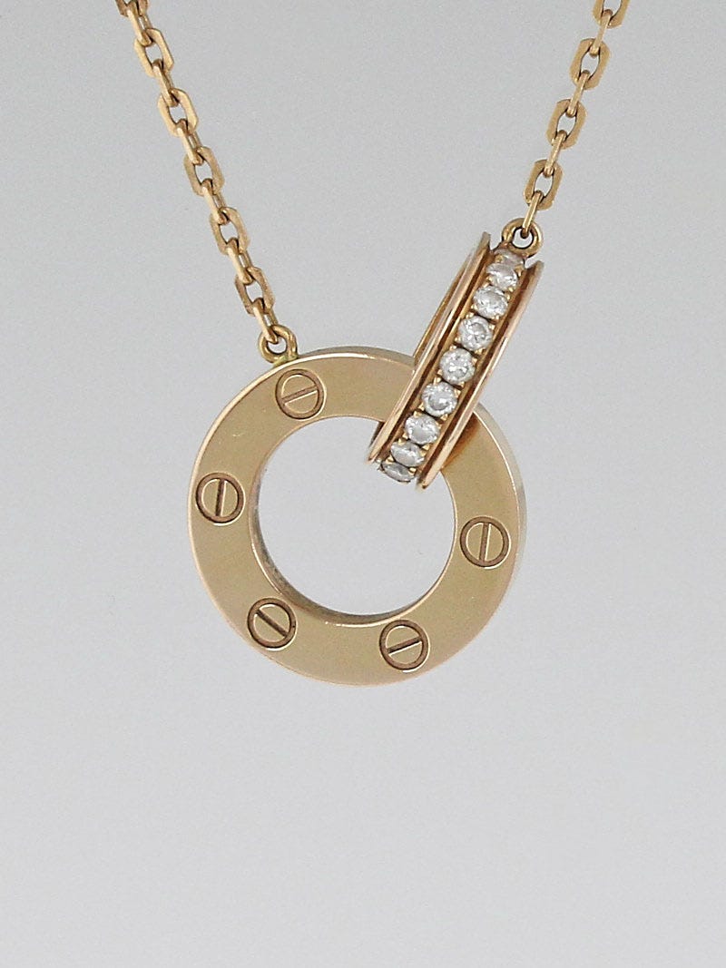 Cartier 18K Rose Gold LOVE Necklace with Diamonds