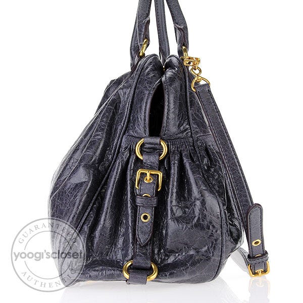 Miu Miu Mirtillo Nappa Leather Charm Satchel Bag | Yoogi's Closet