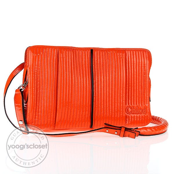 Chloe Orange Patent Lambskin Heloise Shoulder Strap Bag