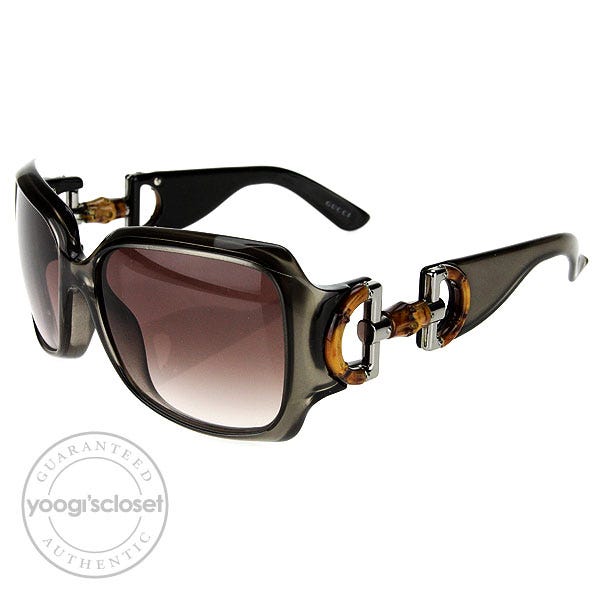 Gucci Grey Frame Bamboo Horsebit Logo Sunglasses 2969/S