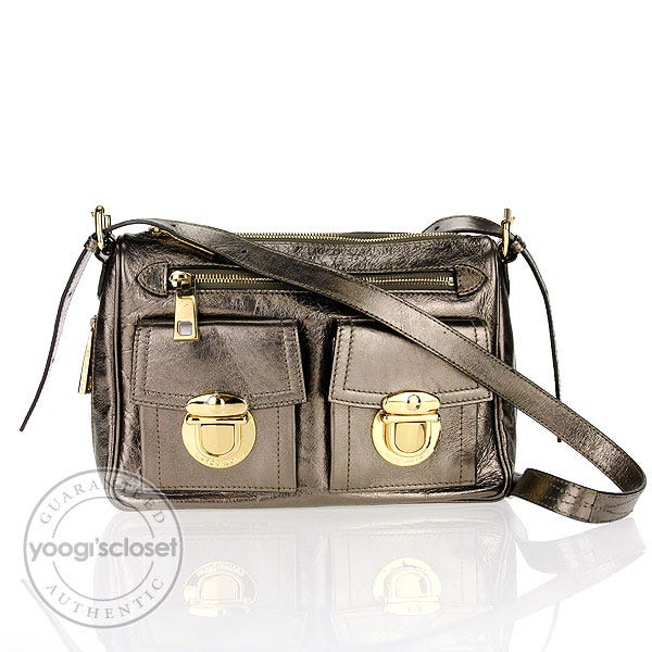 Marc Jacobs Bronze Metallic Leather Large Cammie Bag