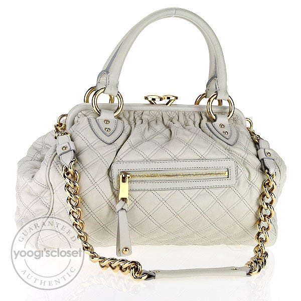 Marc Jacobs White Quilted Leather Stam Bag