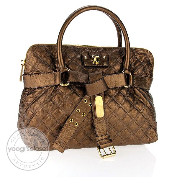 Marc Jacobs Copper Leather Quilted Bruna Belted Tote Bag