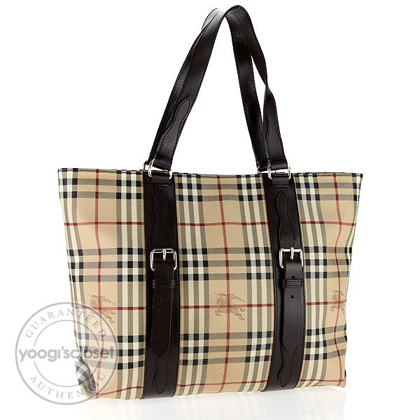 Burberry Coated Canvas Haymarket Check Large Tote Bag