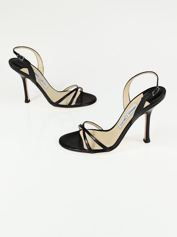 Black strappy slingback heels clearance