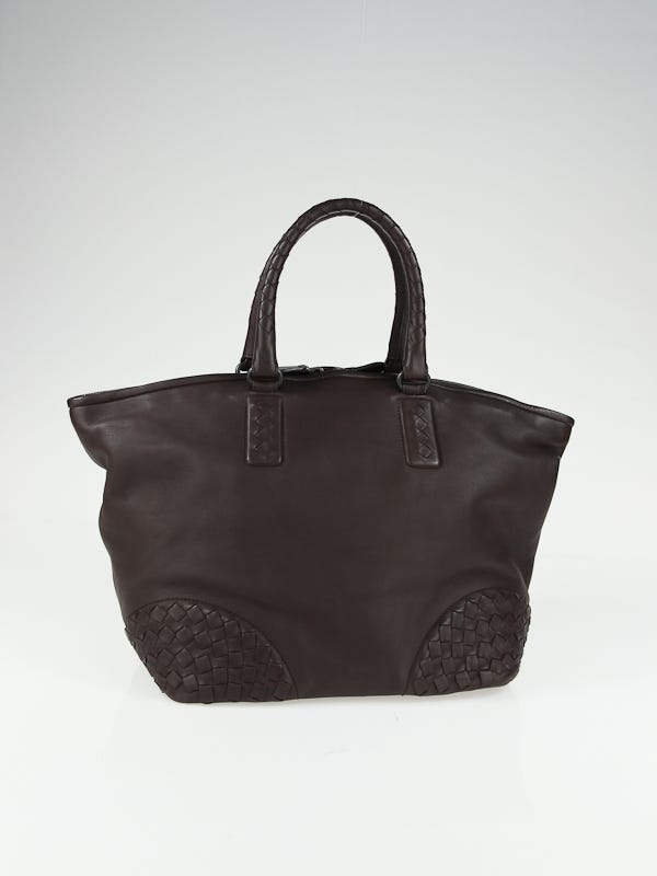 Bottega Veneta Ebano Leather Shopping Tote Bag