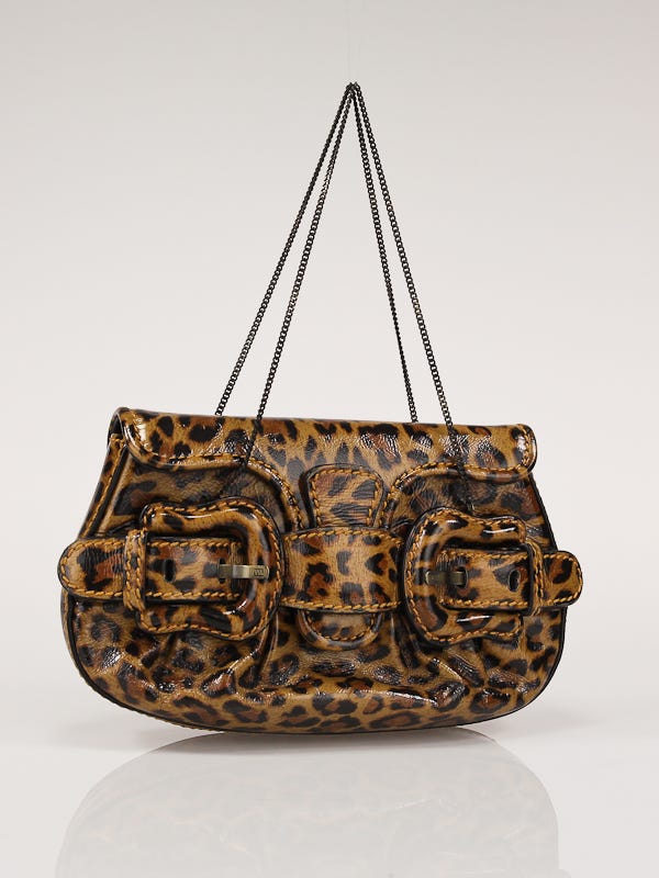 Fendi Leopard Print Coated Canvas Mini B Bis Evening Bag-8BP024