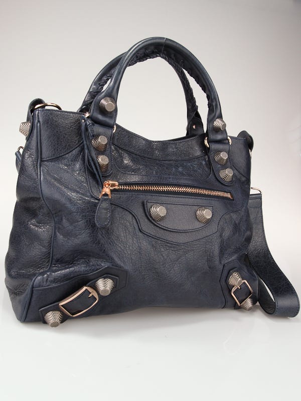 Balenciaga Dark Night Lambskin Leather Giant Hardware Velo Bag