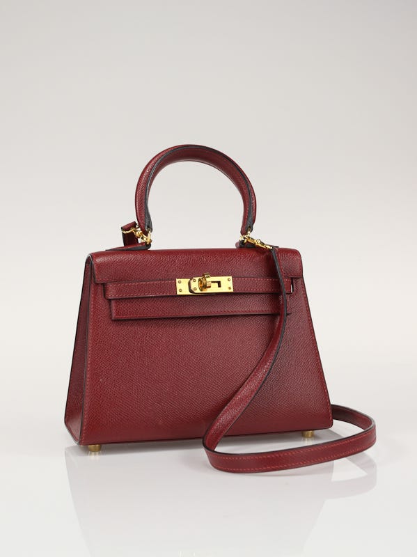 Hermes 20cm Rouge Epsom Leather Gold Hardware Kelly Bag