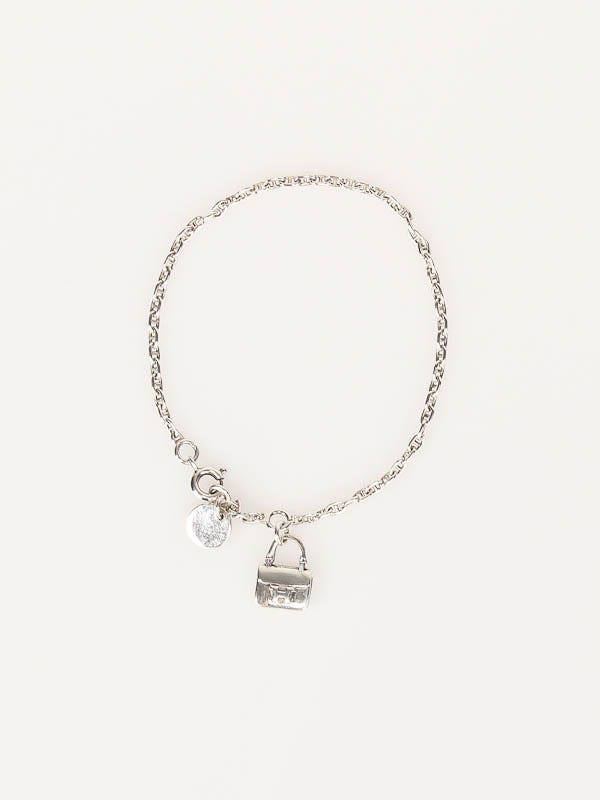 Hermes Sterling Silver Purse Charm Constance Bracelet