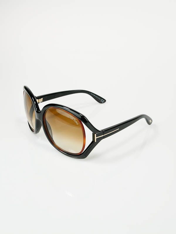 Tom Ford Black Frame Brown Gradient Lens Jaquelin Sunglasses TF100