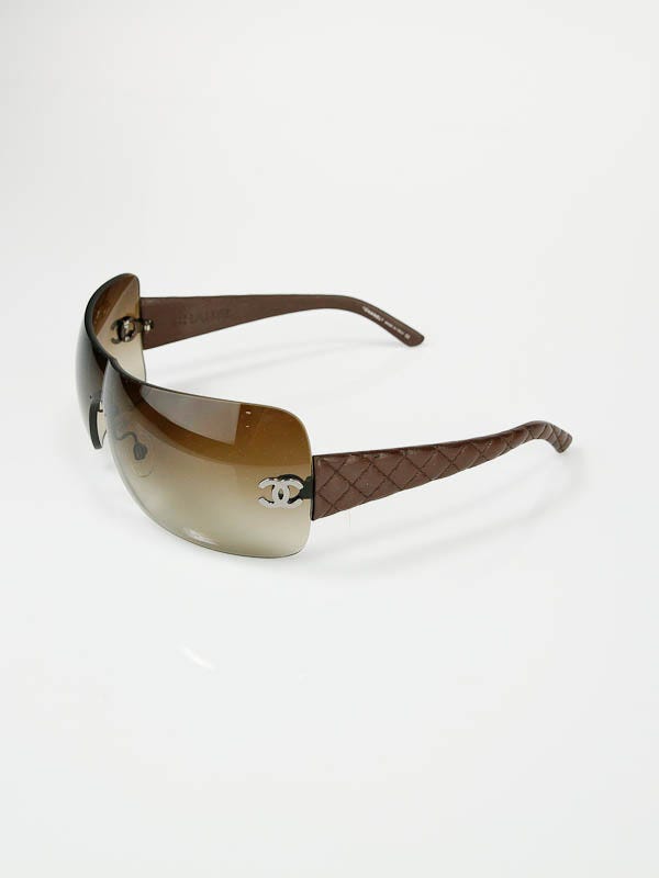 Chanel Brown Lens Brown Quilted Leather Sunglasses